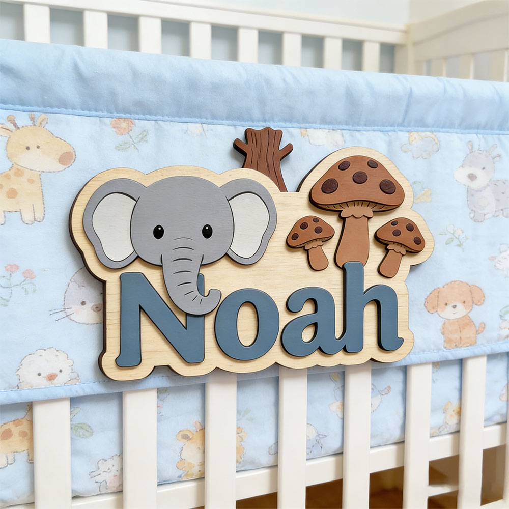 Baby Nursery Themes Boy - Plaque de porte personnalisable en bois
