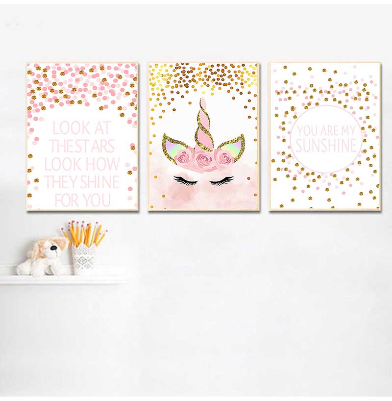 Baby Unicorn Nursery - Tableau décoratif pour chambre de bébé
