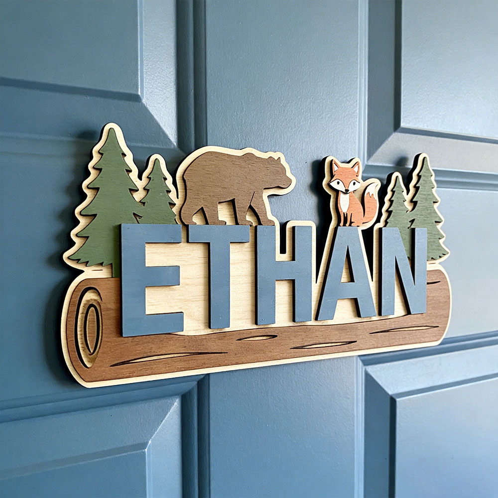 Baby Nursery Wall - Plaque en bois personnalisée avec nom,