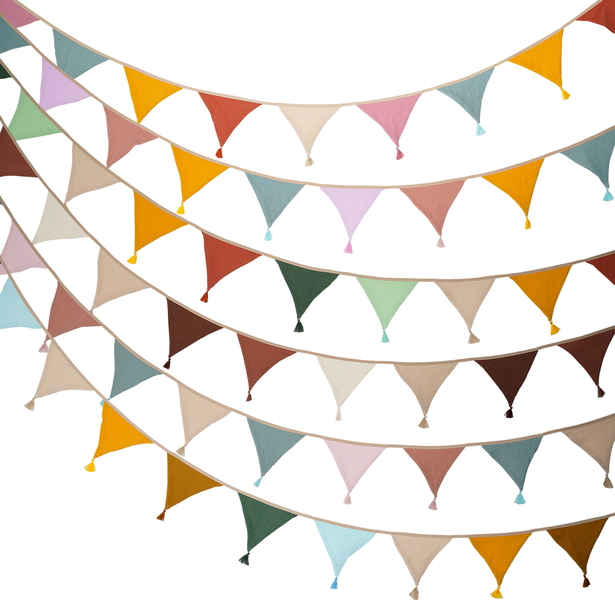 Baby Nursery Ideas - Banderoles triangulaires en tissu avec glands,