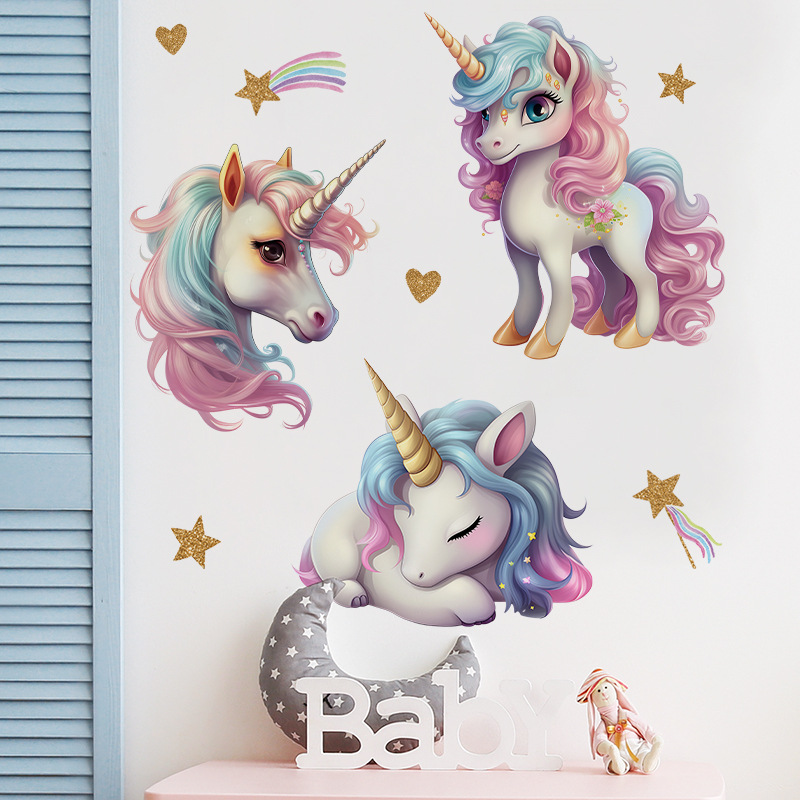 Baby Nursery Ideas Girl - Autocollants muraux décoratifs licorne en vinyle
