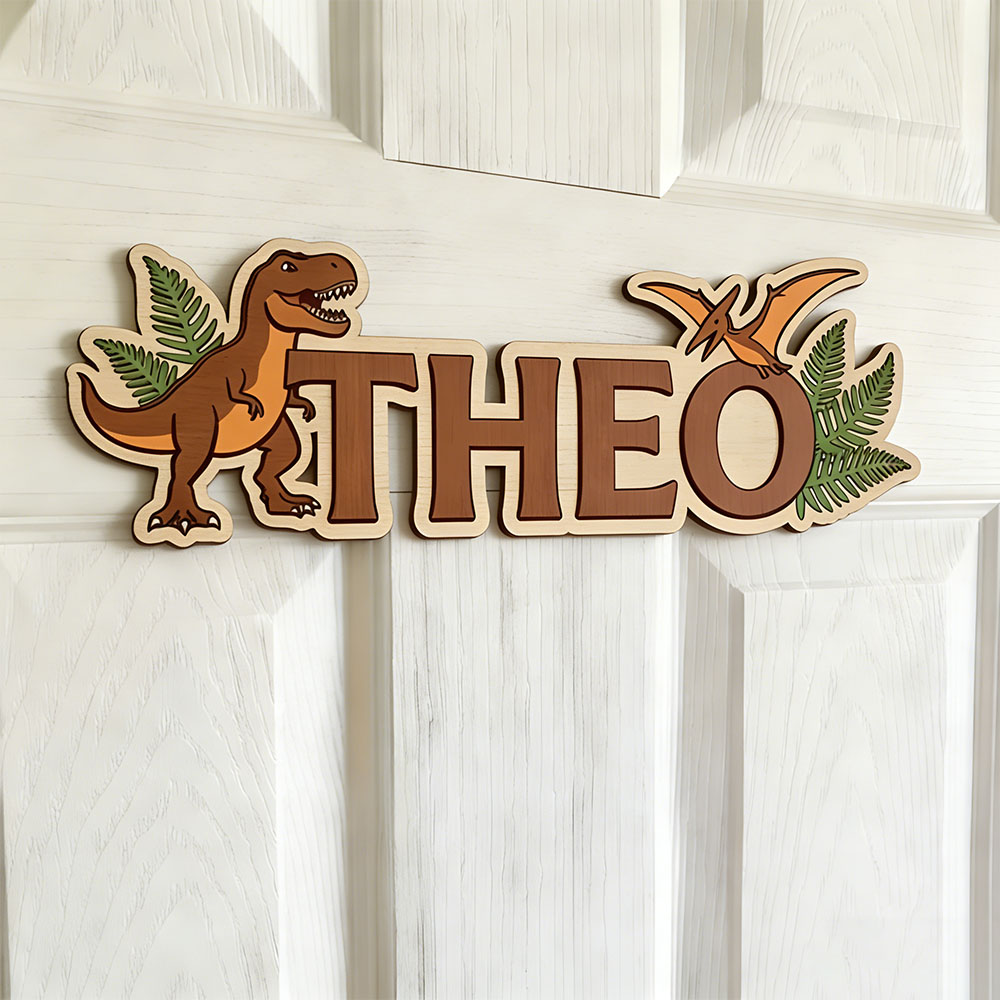 Baby Nursery Ideas - Panneau personnalisé avec nom de dinosaure