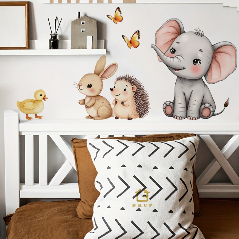 Baby Nursery Wall - Autocollant mural d'animal de dessin animé,