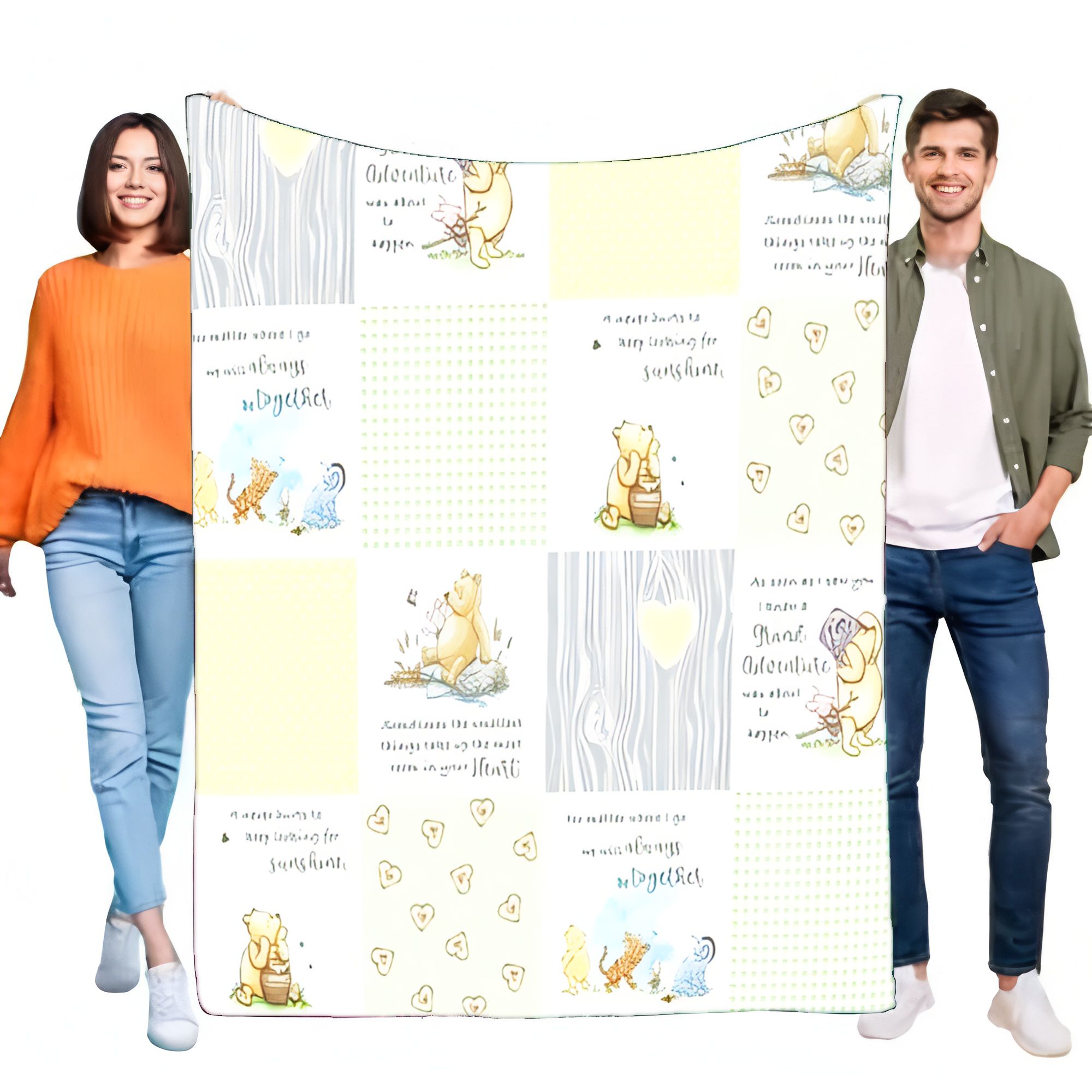 Baby Nursery Winnie The Pooh - Winnie l'ourson Couverture patchwork colorée confortable