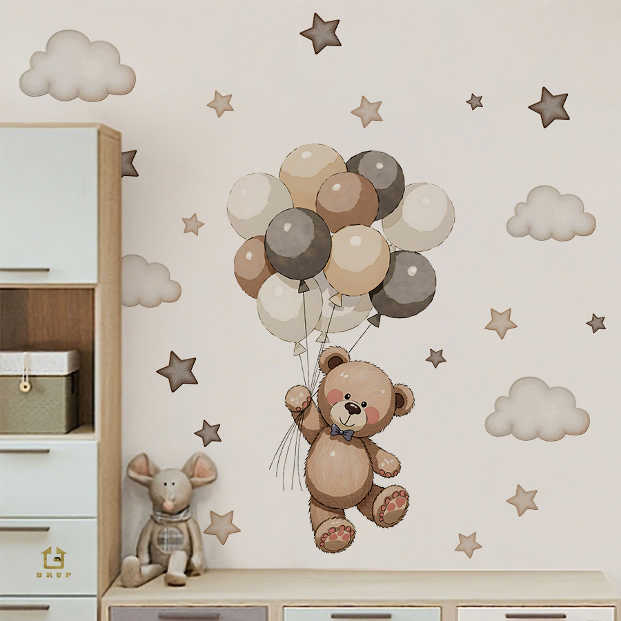 Baby Nursery Ideas - Adorables autocollants muraux ours en peluche,