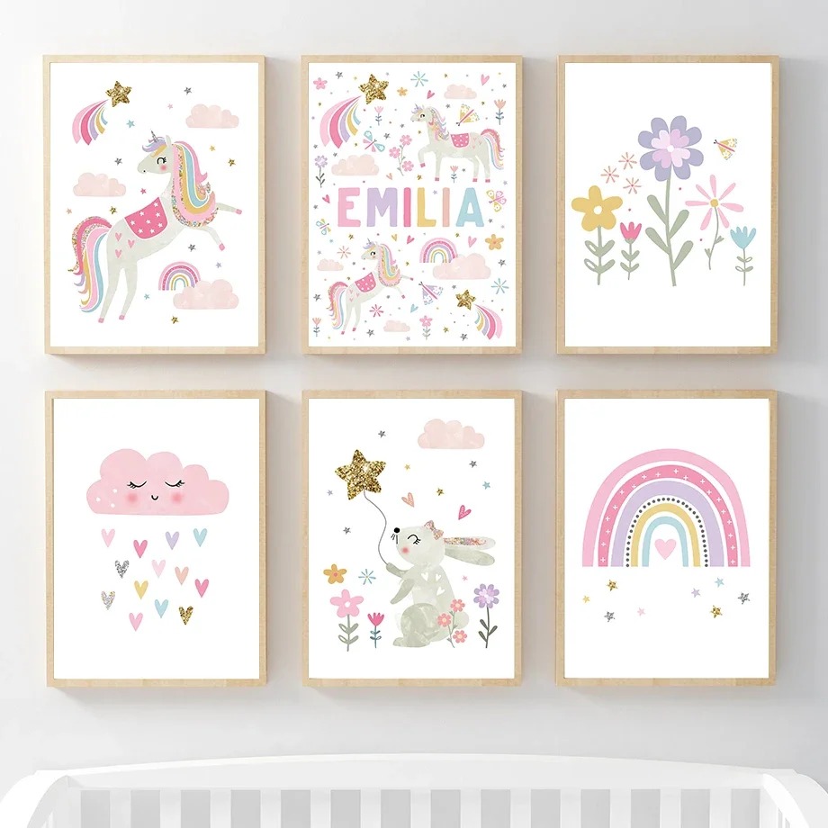 Baby Unicorn Nursery - Tableaux sur toile et affiches murales