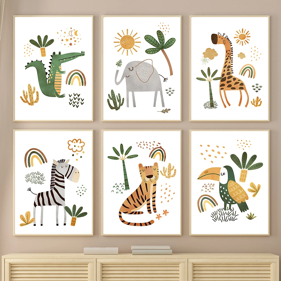 Toile d'art mural girafe, élép - Baby Nursery Plants avis et prix